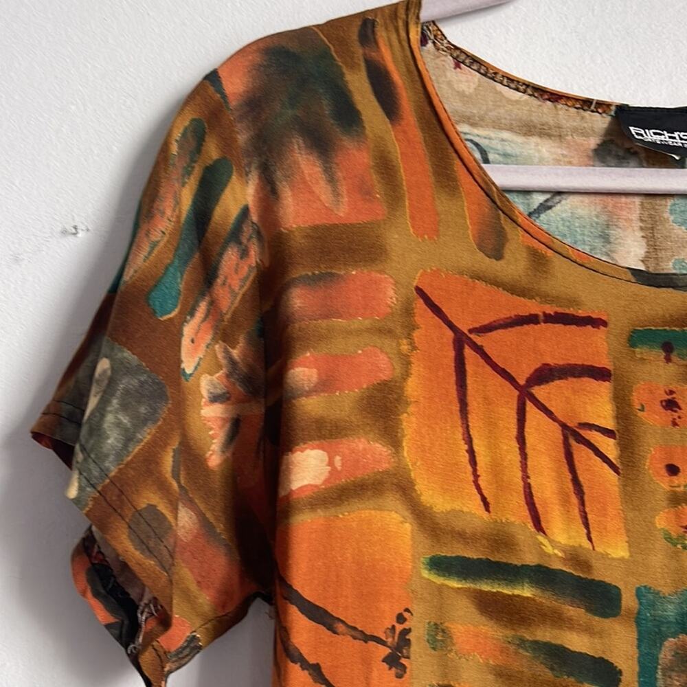 Vintage 90’s Y2K batik print tie back scoop neck shirt sleeve maxi dress sz M - Picture 5 of 9